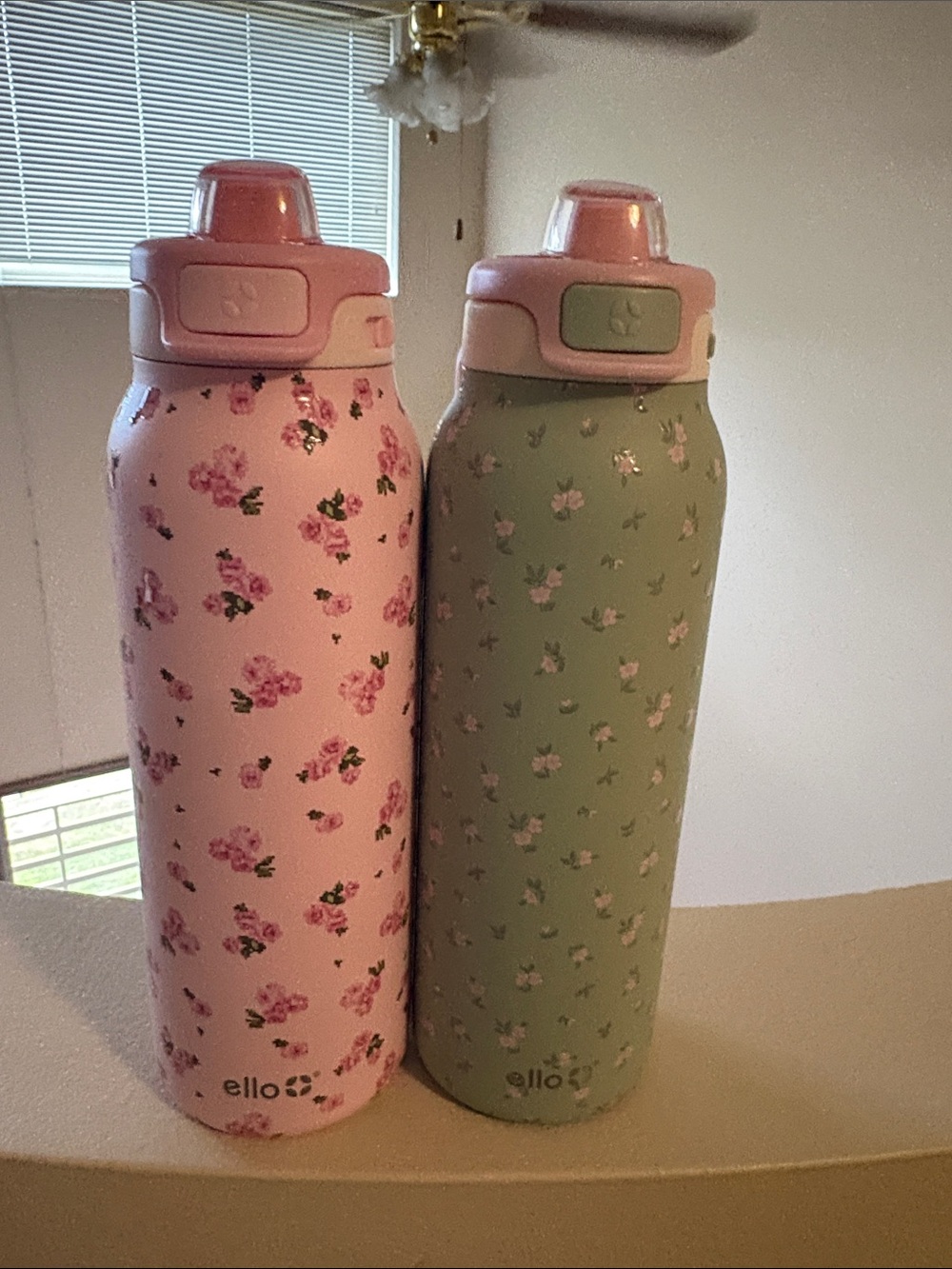 Ello Floral Stainless Water Bottle - Pink & Sage